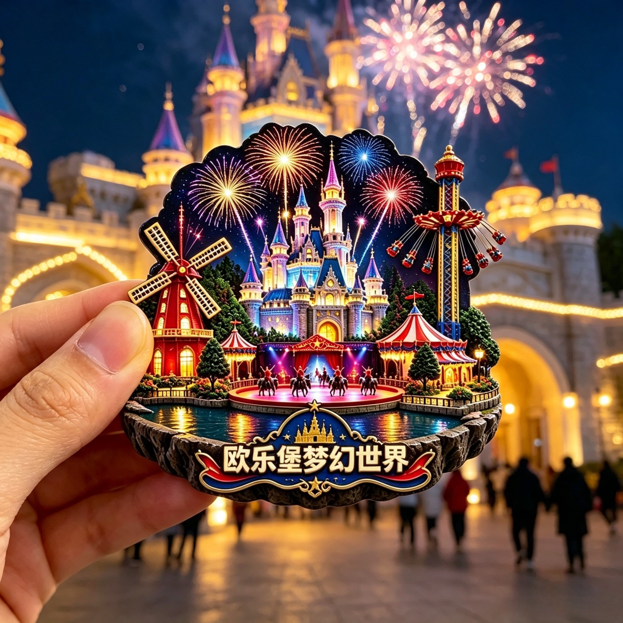 欧乐堡梦幻世界立体冰箱贴城堡烟花乐园文创磁吸贴文创纪念伴手礼