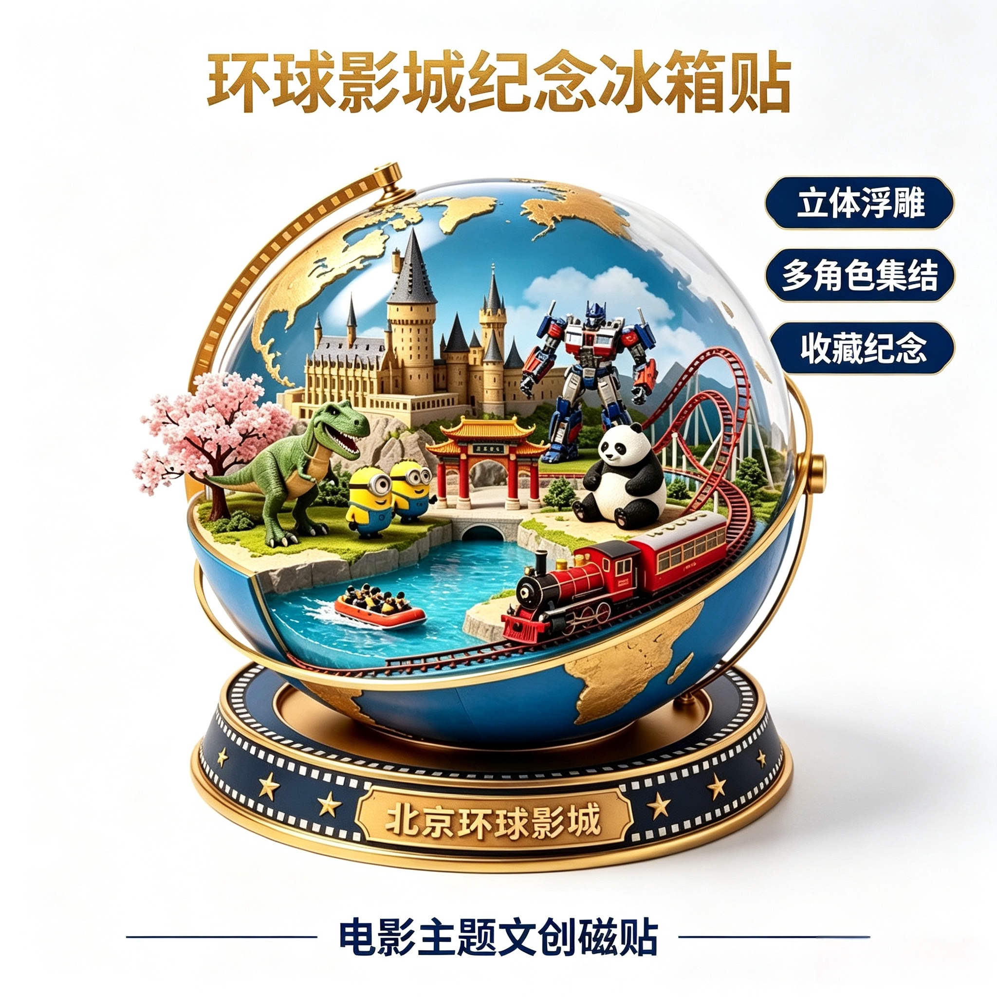 北京环球影城冰箱贴城市地标建筑立体浮雕文创纪念品旅游伴手礼