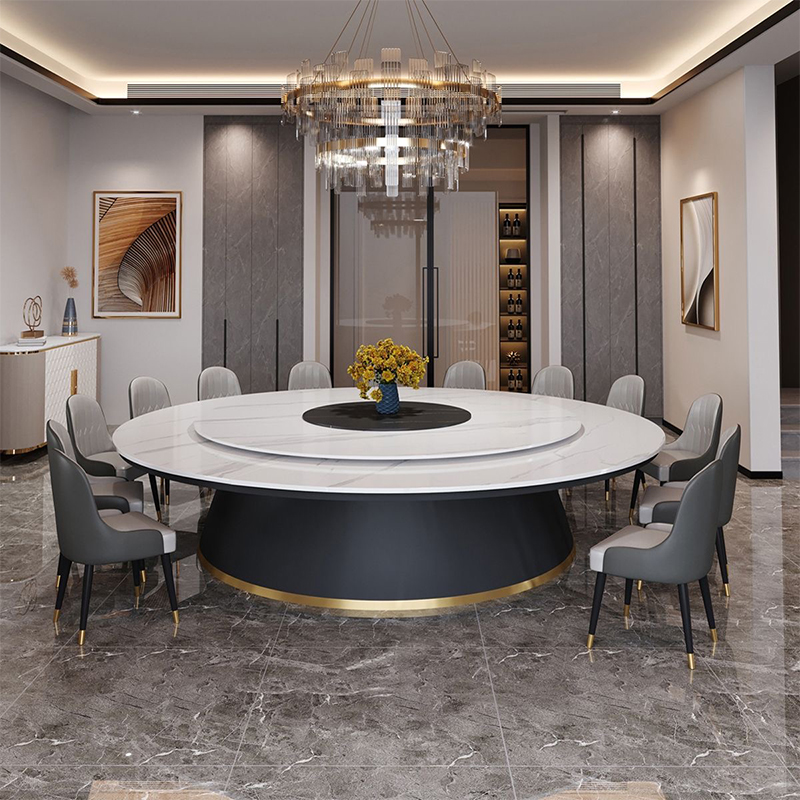 酒店大圆桌岩板电动餐桌