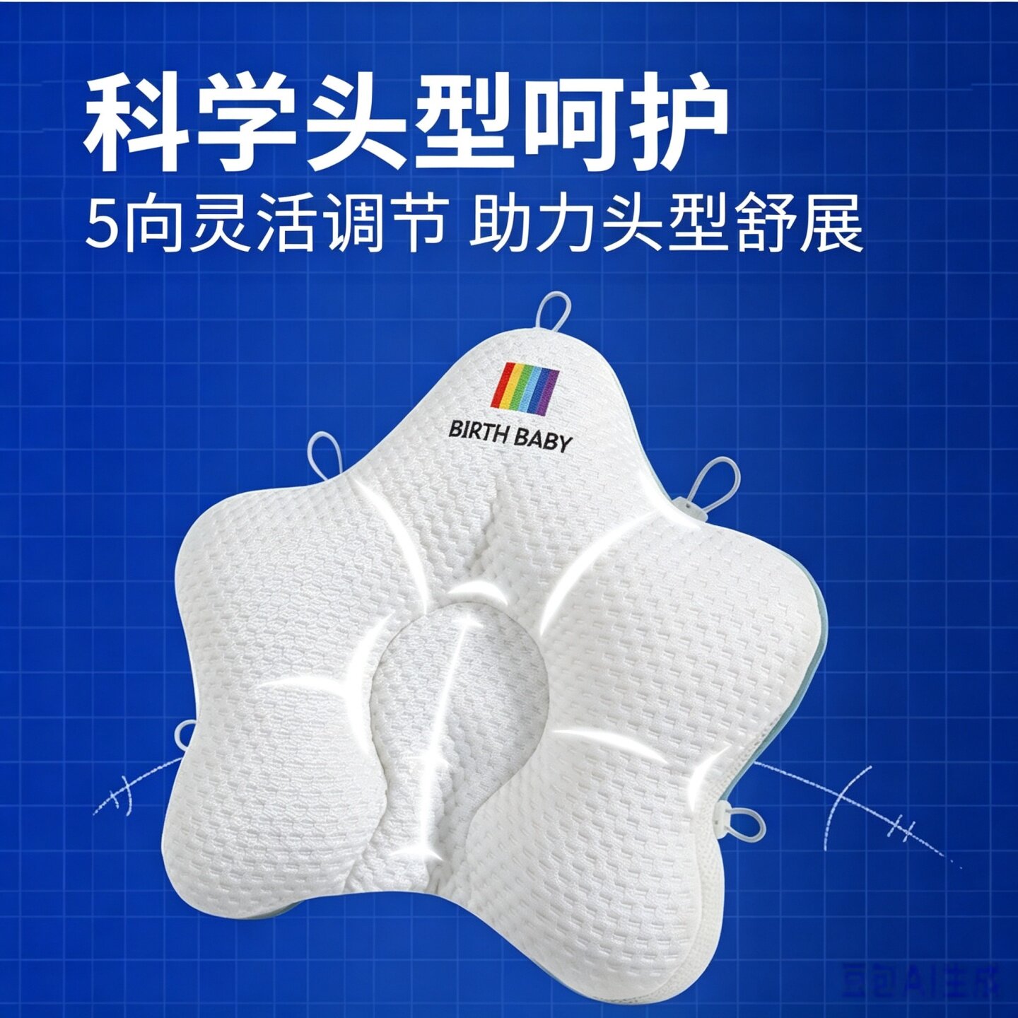 婴儿A类定型枕珍珠棉防螨矫正头型0-6个月宝宝枕头四季通用礼盒装