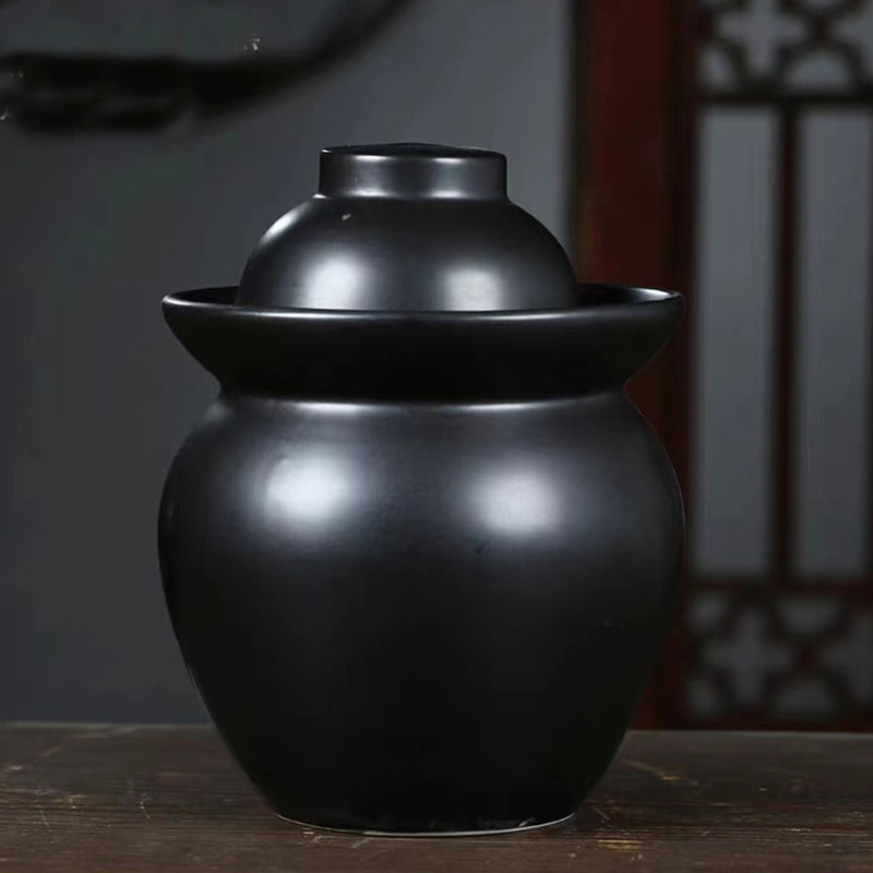 景德镇陶瓷双盖泡菜坛亚光釉家用腌菜缸密封罐咸蛋罐酿酒坛密封罐