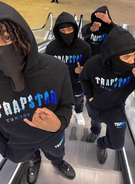 Trapstar薄绒卫衣套装欧美明星同款UKDRIPDRILL运动嘻哈说唱街头
