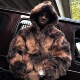 连帽拉链外套男女款 Corteiz 咖色长毛夹克 Fur Hoodie 新款 Faux