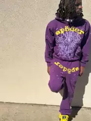 Sp5Der High-End New Fabric Sweatshirt Set, Loose Fit, Youngthug Style, Trendy Hip-Hop Rap Spider