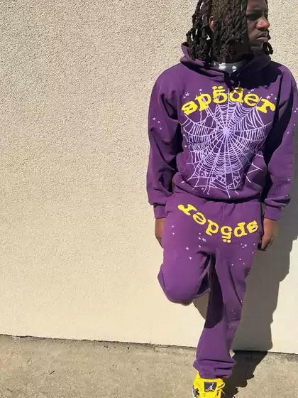 Sp5Der High-End New Fabric Sweatshirt Set, Loose Fit, Youngthug Style, Trendy Hip-Hop Rap Spider