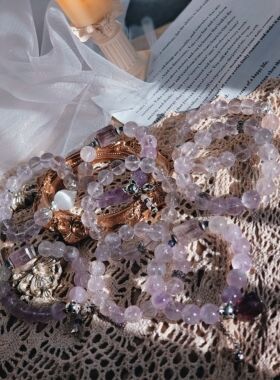 原创天然｜福利款天然薰衣草紫兔毛 crystal渐变手串