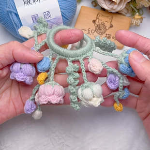 郁金香铃兰花束发圈手工钩织百搭发饰精致送朋友DIY材料包