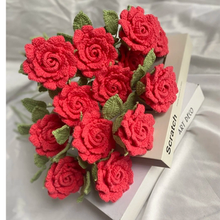 手工diy桃梅拉玫瑰玫瑰小花束永生手编花送女朋友礼物自制材料包