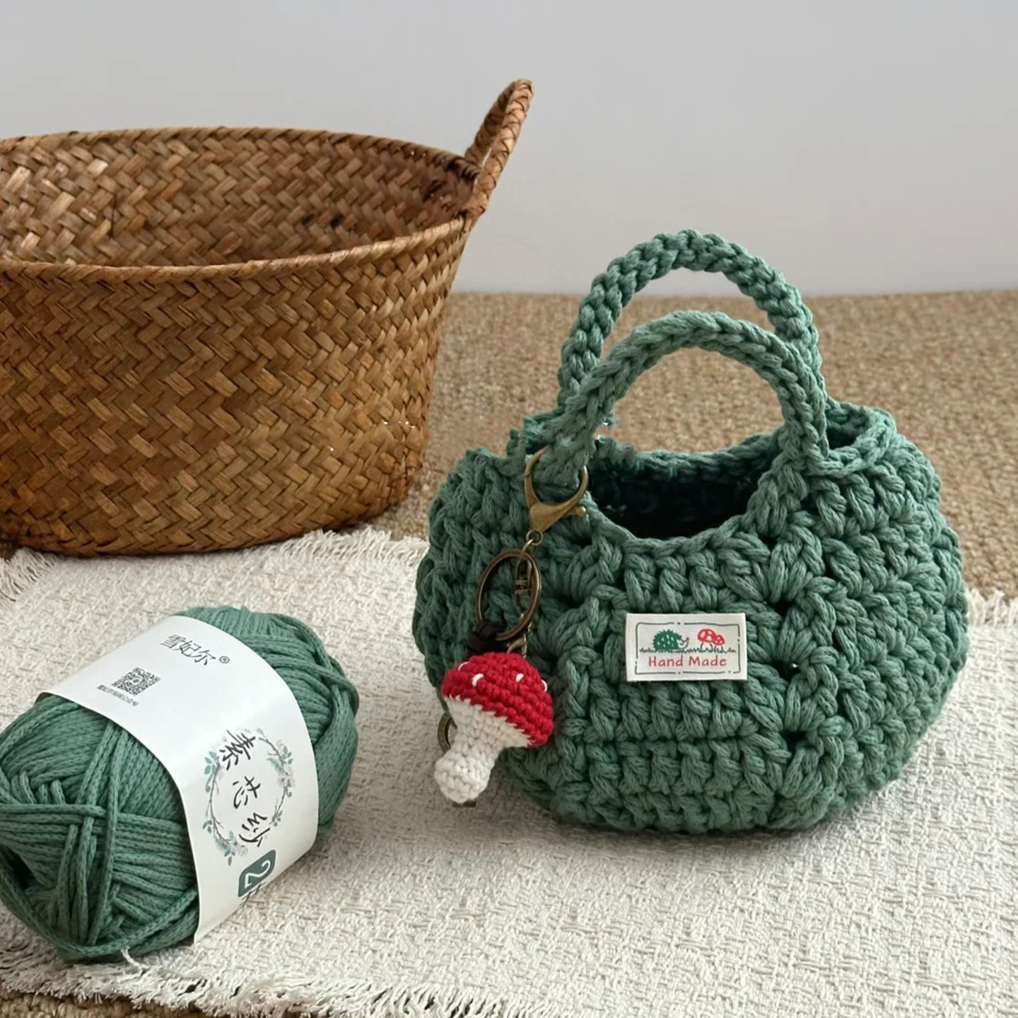 森系小包包手工毛线钩织小巧玲珑编织包拍照出片送朋友diy材料包,服饰配件/皮带/帽子/围巾,毛线,淘宝优惠券,粉丝福利购,淘宝优惠卷