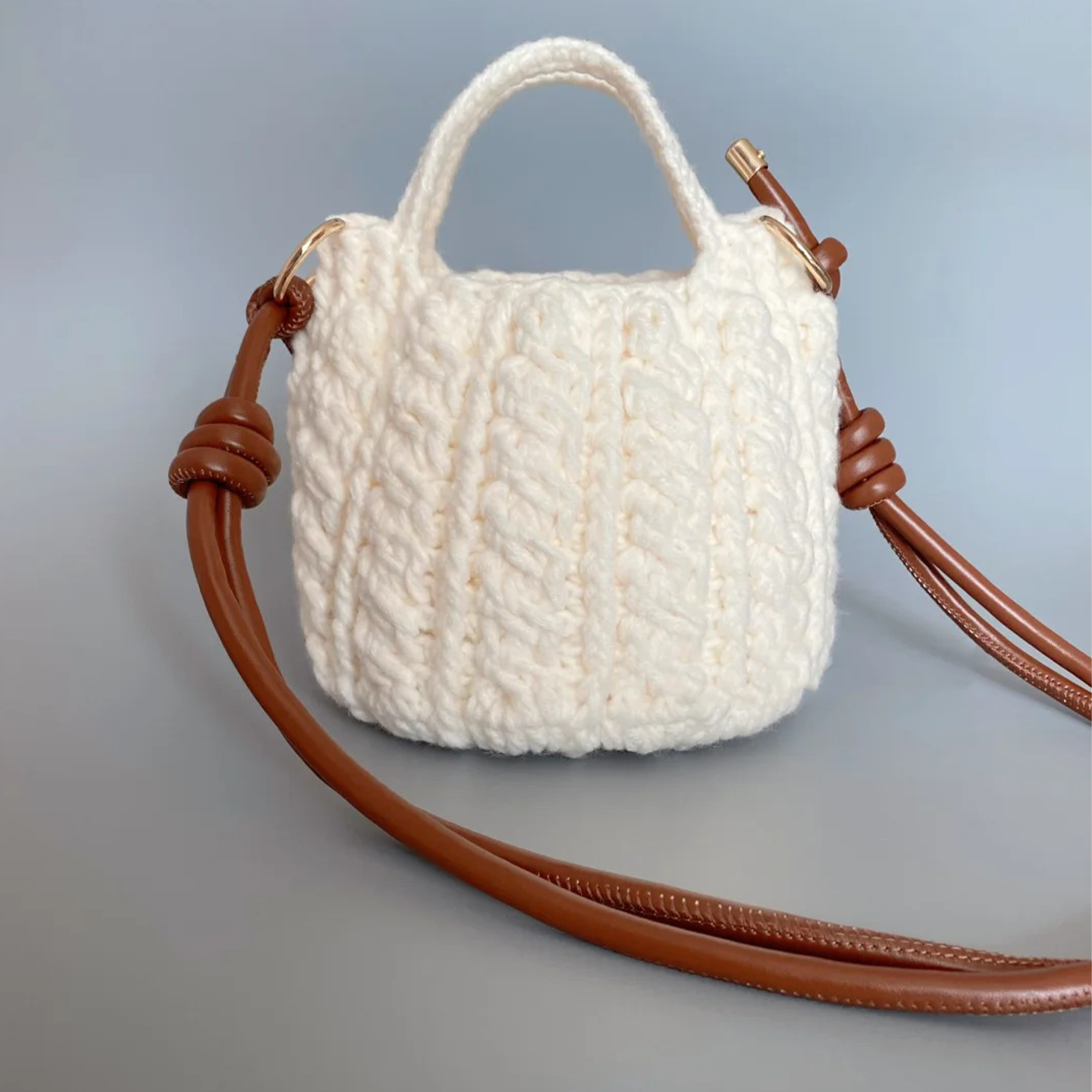 奶白色麻花包包手工钩织大容量实用秋冬包包送朋友DIY材料包