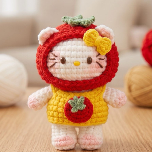 手工钩针番茄Kitty猫材料包