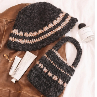 秋冬氛围感帽子包包手工钩织冬天保暖渔夫帽子送朋友DIY材料包