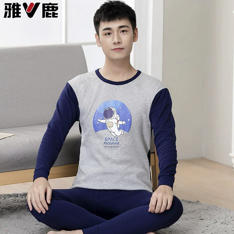 雅鹿男生青少年纯棉秋衣