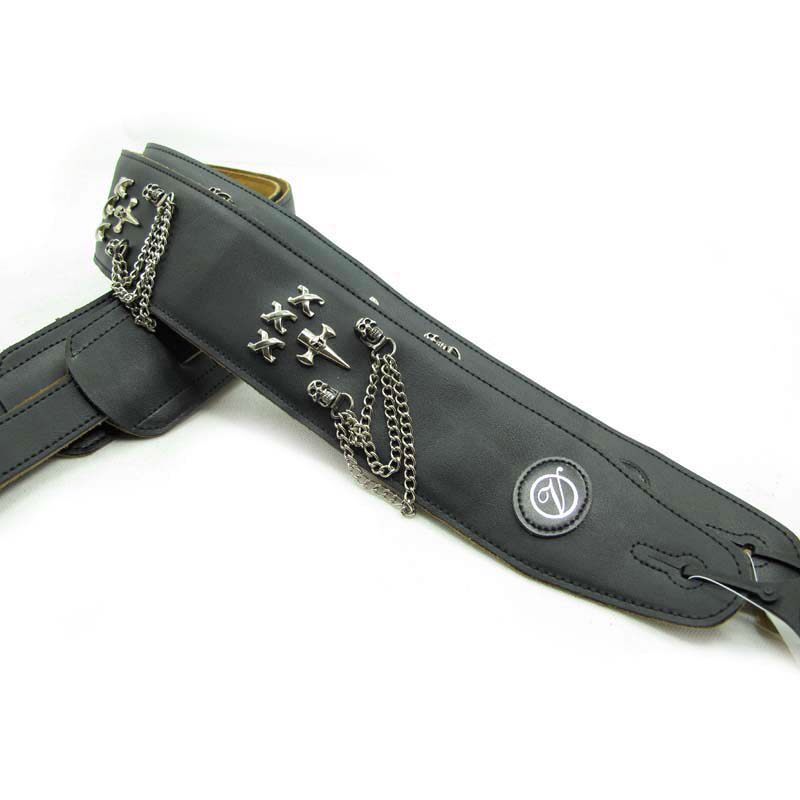 Vorson 吉他抱婴袋 个性贝斯抱婴袋六弦琴摇滚朋克黑色肩带钉带 0