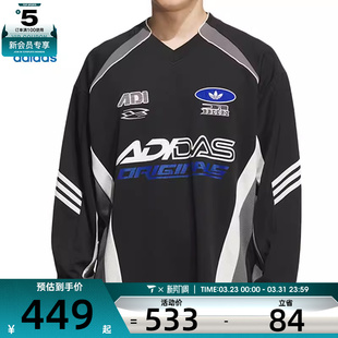 T恤KF5155 赛车风长袖 adidas阿迪达斯三叶草男子MOTO JERSEY经典