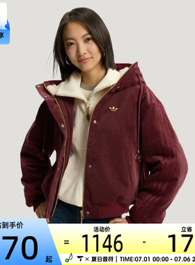 马年系列丨adidas阿迪达斯三叶草女子运动休闲保暖棉服外套KT0723