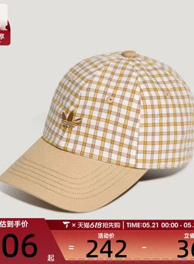 adidas阿迪达斯三叶草男女PLAID复古格纹运动遮阳棒球帽KX6982