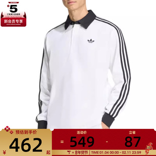 adidas阿迪达斯三叶草男子橄榄球风POLO衫运动休闲长袖T恤KE3575