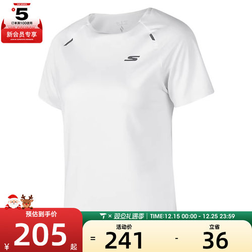 SKECHERS斯凯奇女子运动休闲短袖T恤P324W075-0019