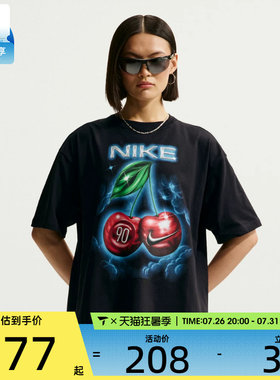 NIKE耐克女子印花复古风运动休闲宽松圆领短袖T恤IR7837-010