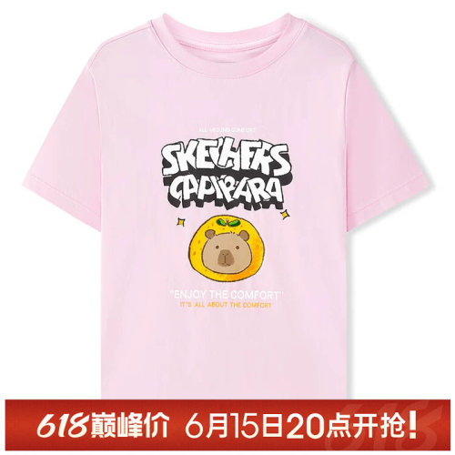 【TOP】SKECHERS斯凯奇大童运动休闲短袖T恤L225K070-013W