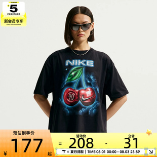 NIKE耐克女子印花复古风运动休闲宽松圆领短袖T恤IR7837-010