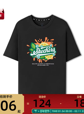 SKECHERS斯凯奇男女运动休闲短袖T恤L225U197-06BC
