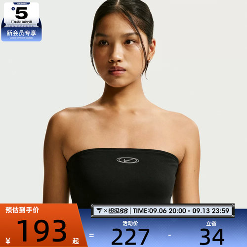NIKE耐克女子STREET GFX TUBE TOP时尚短款运动背心IU2642-010