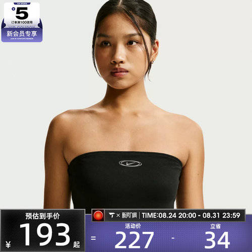 NIKE耐克女子STREET GFX TUBE TOP时尚短款运动背心IU2642-010