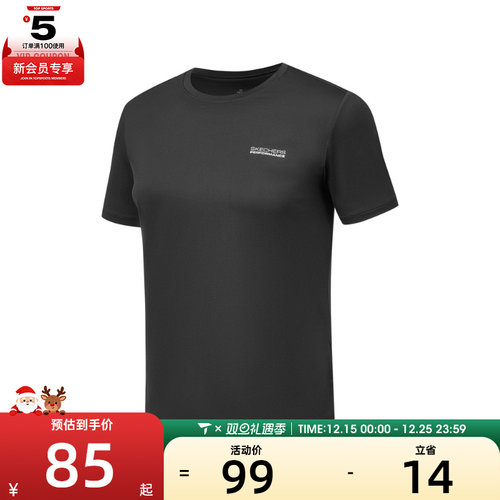 SKECHERS斯凯奇女子运动休闲短袖T恤P225W149-0018