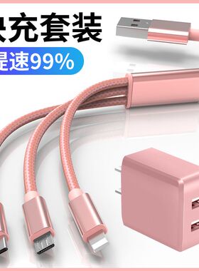 一拖三快充数据线充电器插头双口适用华为vivo小米苹果typec安卓