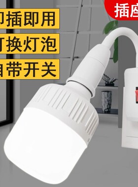 直插式LED灯插头插座灯带开关插电灯泡超亮卧客厅室家用节能