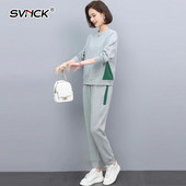 年轻妈妈休闲运动套装 两件套 宽松卫衣裤 女2025年春秋新款 中年大码