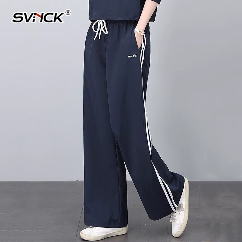 2026春装新款条纹休闲裤女高腰宽松直筒阔腿裤侧边条纹运动裤长裤