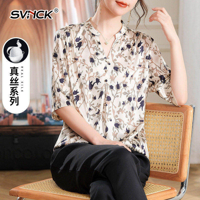 真丝上衣中年女2026新款妈妈夏装