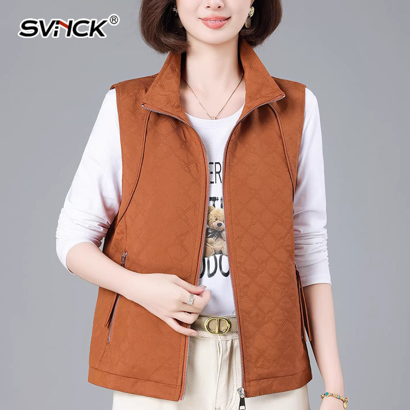 立领马甲女春秋薄款2026年新款中年妈妈宽松休闲百搭无袖坎肩背心