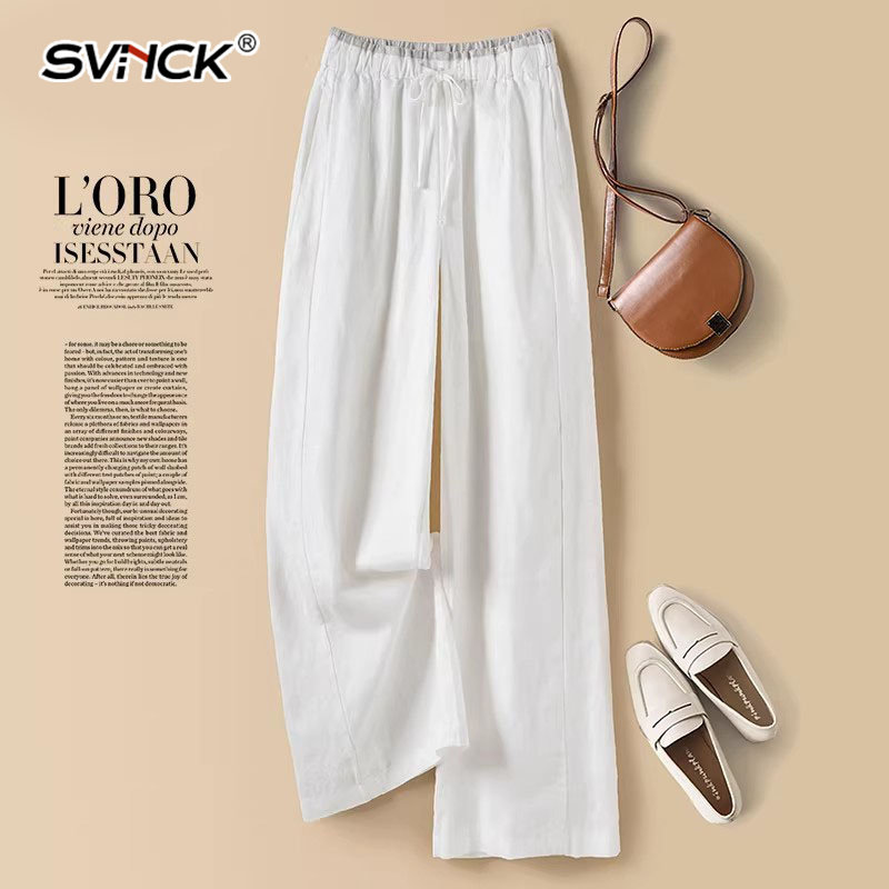 白色纯亚麻阔腿裤女2026夏季新款高端薄款垂感直筒休闲裤夏天裤子