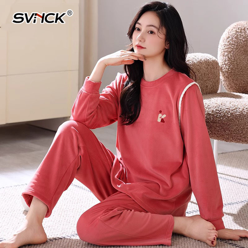 海岛绒保暖内衣女士睡衣秋冬新款