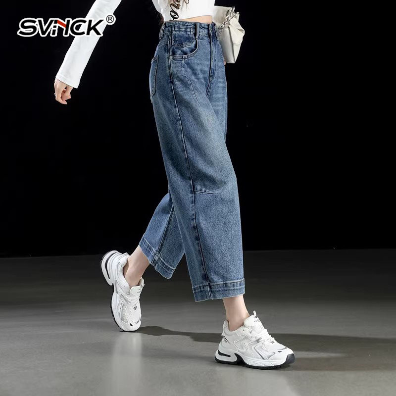 高端九分弯刀牛仔裤女2026新款春季小个子窄版镰刀裤八分哈伦裤
