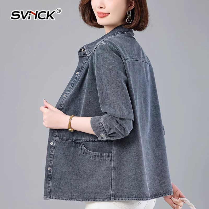 SVNCK轻奢牛仔外套女春季2025新款休闲宽松大码洋气减龄薄款夹克