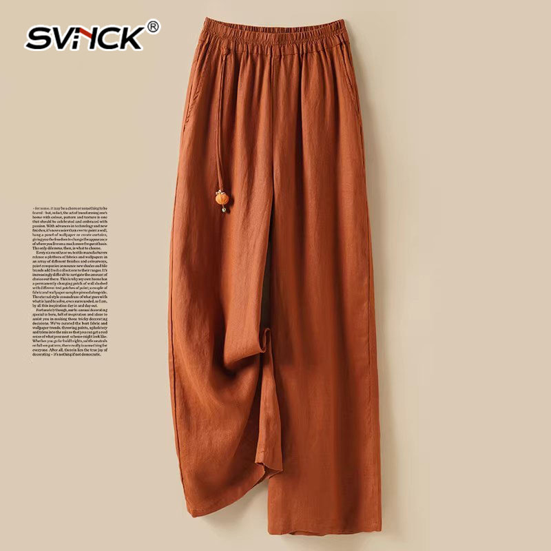 亚麻阔腿裤女夏季薄款2026新款高端轻奢高级感直筒休闲裤夏天裤子