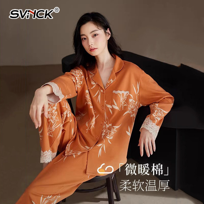 中式印花睡衣女高级感柔软家居服