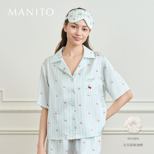 [七夕礼物]MANITO/曼尼陀Summer Fruits女士桑蚕丝短袖睡衣套装