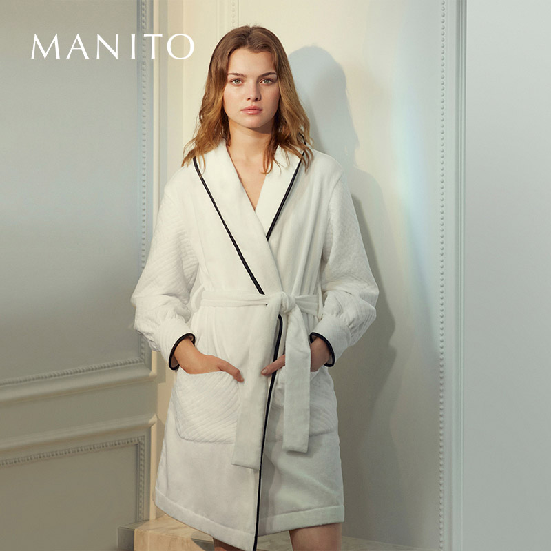MANITO/曼尼陀连帽睡袍棉真丝