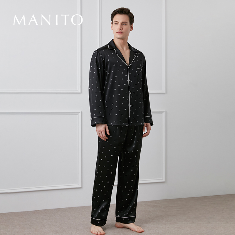 manito/曼尼陀真丝桑蚕丝男睡衣