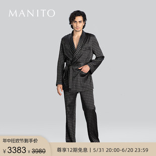 MANITO 曼尼陀Signature真丝宽松睡袍套桑蚕丝家居服男春夏季