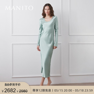 连身裙桑蚕丝家居服春夏季 曼尼陀Muses女士真丝长袖 MANITO