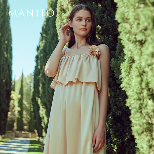 manito桑蚕丝优雅熟虑长裙