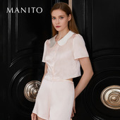 MANITO 真丝娃娃领 套装 曼尼陀Doll家居服桑蚕丝短袖 短裤