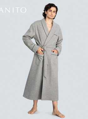 MANITO/曼尼陀Limerence真丝羊毛睡袍浴袍男士针织桑蚕丝舒适